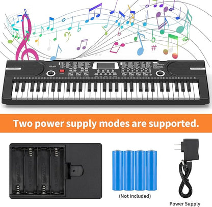 61 keys keyboard piano, Electronic Digital Piano with Built-In Speaker Microphone, Sheet Stand and Power Supply, Portable piano Keyboard Gift Teaching for Beginners