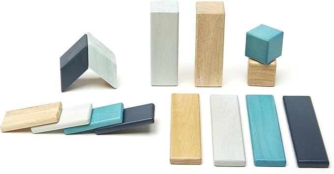 14 Piece Tegu Magnetic Wooden Block Set, Blues