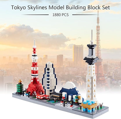 Building Block Set, Architecture Model Tokyo Skyline Collection 1880PCS Micro Building Blocks Gift for Adults