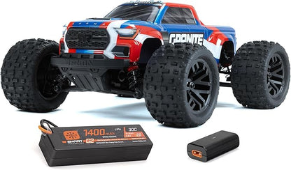 ARRMA RC Truck 1/18 Granite GROM MEGA 380 Brushed 4X4 Monster Truck RTR with Battery & Charger, Blue, ARA2102T1