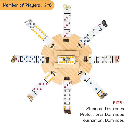Mexican Train Dominoes Accessories - 1 Wooden Mexican Train Hub, 9 Colorful Metal Mexican Train Markers, 2 * 50-Sheet Mexican Train Score Pads for Mexican Dominoes Train Game Set