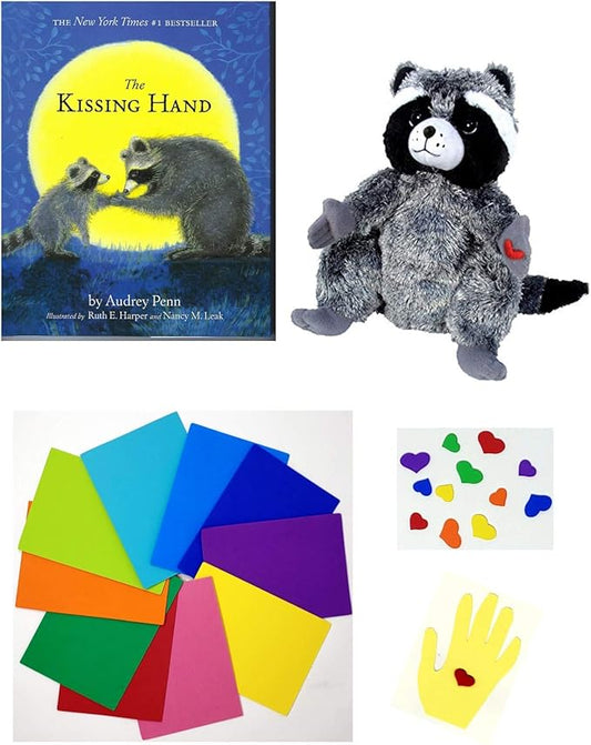 The Kissing Hand by Audrey Penn Hardcover Childrens Book , Chester Raccoon Plush and Activity Craft Gift Set