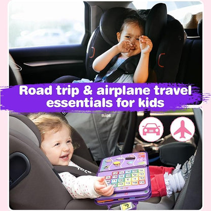 JHkim Busy Board Montessori Toys for Toddlers 1-3, Birthday Gifts for 1 2 3 4 Year Old Girl, Autism Sensory Travel Toy, Educational Activity Busy Book, Preschool Learning Fine Motor Skills Toys,Purple