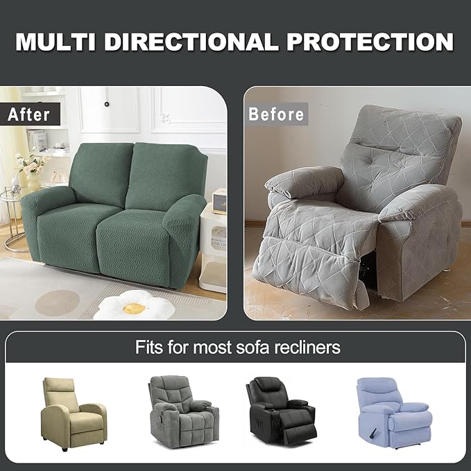 NORTHERN BROTHERS Loveseat Recliner Cover, Reclining Loveseat Covers, Love Seat Recliner Cover, Recliner Sofa Covers 2 Seater, Light Green