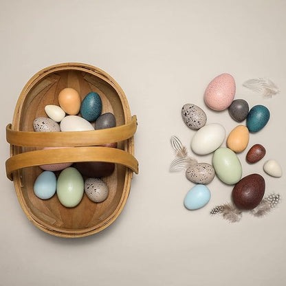 Youuys Wooden Easter Eggs Toys for Kids, Faux Easter Speckled Eggs DIY Art for Craft for Home Garden Decors, Cognitive Montessori Toy for Species Identification Early Educational Preschool Classroom
