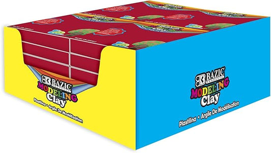 BAZIC Modeling Clay Red Color 1 LB, Light Dough Art Craft, Non Toxic Gift for Artist Kids Toddler Boys Girls, Bulk for Classroom, 24-Pack