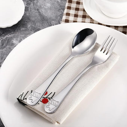 24 Pieces Stainless Steel Kids Silverware Bulk Toddler Metal Utensils Silverware Children's Safe Flatware 12 Set Preschool Toddler Kids Forks and Spoons(Silver)