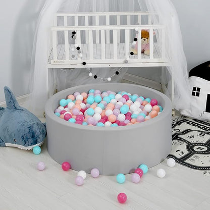 GOGOSO 100 Ball Pit Balls - Pink Soft Plastic Balls Phthalate Free BPA Free Play Balls for Ball Pool Birhtday Party Girls Kids with Storage Bag, 2.15inches