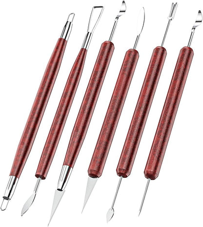 Clay Tools Sculpting, Double-Sided Polymer Carving Tools Kit, Wood Ceramic Tool Set for Pottery, Air Dry Clay, Polymer Clay, Sculpting, Modeling, Pumpkin Carving and Supplies