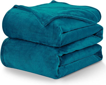 CozyLux Fleece Bed Blankets Throw XL Size Teal - 300GSM Soft Lightweight Cozy Plush Fuzzy Microfiber Flannel Blanket for Travel Camping Chair and Sofa, 50x70 inches