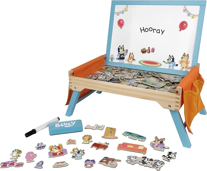 Bluey Creation Station – 100 Piece Wooden Creation Station Ideal for Coloring and Drawing – FSC Certified for Children 3 Years and Up