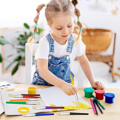 20 Pcs Paint Brushes for Kids Bulk - Round and Flat Kids Paint Brushes, Easy Clean and Hold Toddler Paint Brushes for Acrylic Oil Watercolor Washable Paint