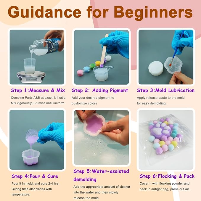 Taba Squishy Kit – 18oz 1:1 AB Liquid Silicone DIY Set with Paw, Cat, Cheese & Hamster Molds, Flocking Powder, Mixing Tools, Bubble-Free Texture – Make Your Own Squishies for Stress Relief & Fun