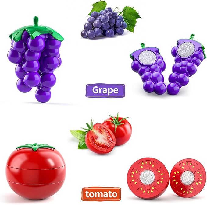 TEMI 70 Pieces Cutting Play Food Toy for Kids Kitchen - Pretend Fruit and Vegetables Accessories Toys for 3 4 5 6 Girls with Storage, Dishes and Knife, Educational Kitchen Toy for Toddlers Age 3-5