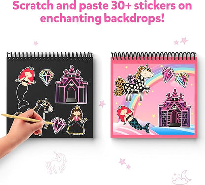 Skillmatics Magical Scratch Art Book for Kids - Unicorns & Princesses, Craft Kits & Supplies, DIY Activity & Stickers, Valentine's Day Gifts for Toddlers, Girls & Boys Ages 3, 4, 5, 6, 7, 8