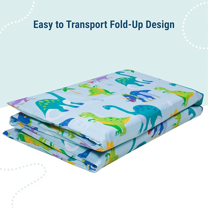 Wildkin Kids Nap Mat Cover for Boys & Girls, Sewn-in Flap Design Rest Mat Cover, Perfect for Preschool and Daycare, Fits Our Vinyl Nap Mat up to 1.5 Inches Including Basic Sleep Mat (Dinosaur Land)