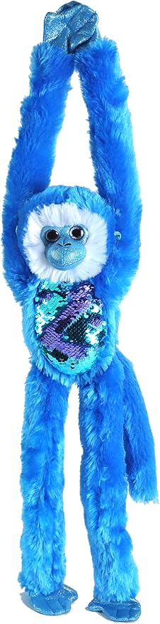 Wild Republic Sequin Monkey Plush, Stuffed Animal, Sensory Plush Toy, Gifts for Kids, Green, 22 inches , Blue