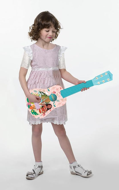 Lexibook, Disney Moana, My First Guitar for Children, 6 Nylon Strings, 53 cm / 21'', Guide Included, Pink/Blue, K200VN