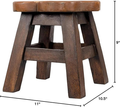 Fox Hand-Carved Acacia Hardwood 11 inch Decorative Animal Foot Rest Step Stool