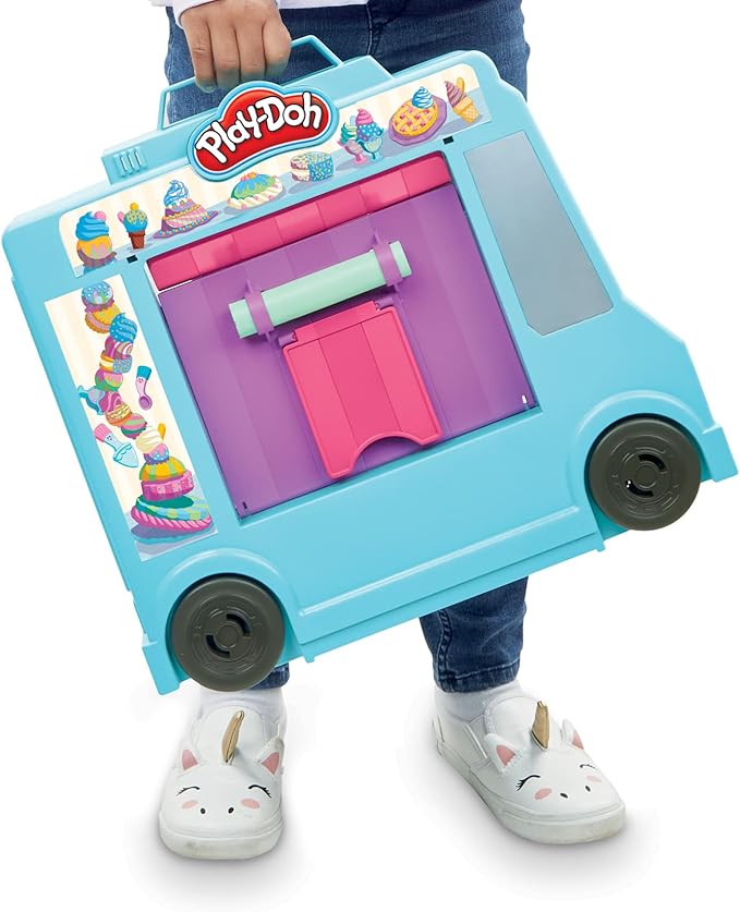 Play-Doh Kitchen Creations Ice Cream Truck Toy Playset for Kids, 20 Play Kitchen Accessories, 5 Colors, Preschool Toys for 3 Year Old Girls and Boys and Up