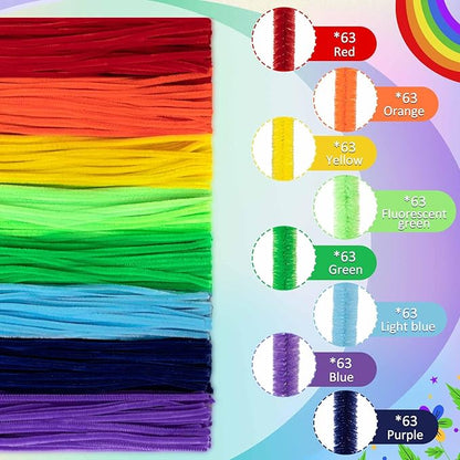 Peryiter 500 Pieces Pipe Cleaners Chenille Stems 12 Inch Craft Supplies Bulk for DIY Art and Craft Projects Creative Gift Wrapping Party Decorations(Rainbow Color,12 Inch)