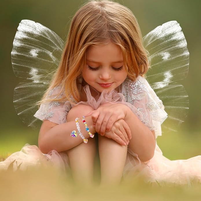 PinkSheep Beads Bracelets for Kids, Girls Friendship Charm Bracelet, Crystal Beads, 10 PC, Party Favor