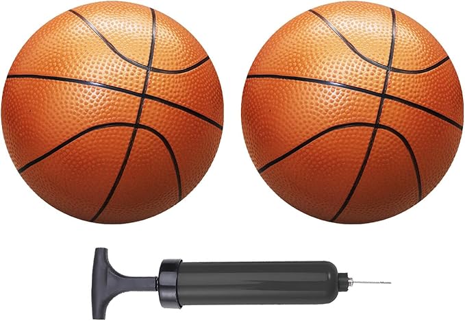 ABAJI Mini Basketballs Red 2 PCS 5" Set with Random Color Pump Needle Durable Material for Mini Hoop Toddlers Kids Teenagers for Pool Indoors Outdoors