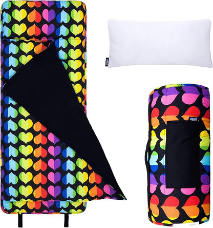 Wildkin Original Nap Mat with Reusable Pillow for Boys & Girls, Perfect for Elementary Daycare Sleepovers, Features Hook & Loop Fastener, Cotton Blend Materials Nap Mat for Kids