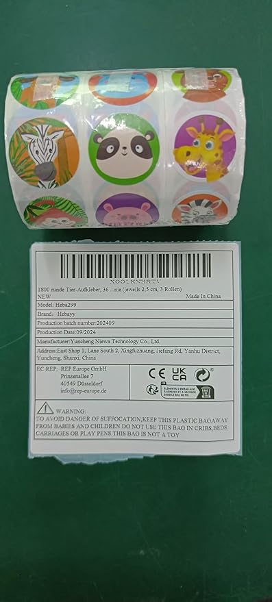 1800 PCS Round Animal Stickers, 36 Designs Adorable Cartoon Teacher Reward Encouragement Stickers for Kids, Party Decoration Sticker for School Classroom Home with Perforation Line(1” Each, 3 Rolls)