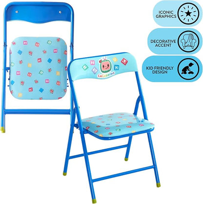Idea Nuova Cocomelon 3 Piece Children's Activity Square Table and 2 Folding Chairs Set, Ages 3+