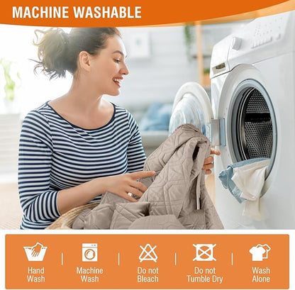 VANSOFY 100% Waterproof Recliner Chair Covers, Recliner Cover Non-Slip Dog Chair Cover Furniture Protector Washable Slipcover with Pocket, Elastic Straps for Pets, Dogs(Khaki, 23.6")