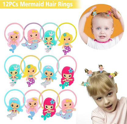 102Pcs Mermaid Party Favors Mermaid Bags Mermaid Slap Bracelets Rings Keychain Mermaid Hair Rings Temporary Tattoos Stickers for Kids Birthday Party Supplies Mermaid Goodie Bag Fillers