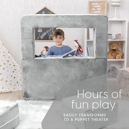 Milliard Kids Couch - Modular Kids Sofa for Toddler and Baby Playroom/Bedroom Furniture (Grey) with Bonus Pillow