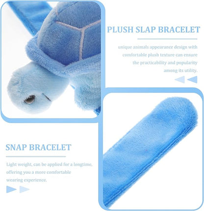Plush Slap Bracelets Animal Slap Bracelets Kids Plush Turtle Wristbands Stuffed Puppy Doll Slap Bands for Boys Girls Birthday Animal Theme Party Supplies Basket Stuffers