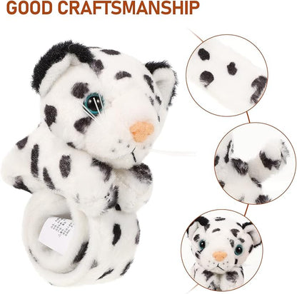 LOGOFUN 2 Pcs Snow Leopard Slap Bracelets Stuffed Animal Hug Slap Bracelet Birthday Party Favor for Kids
