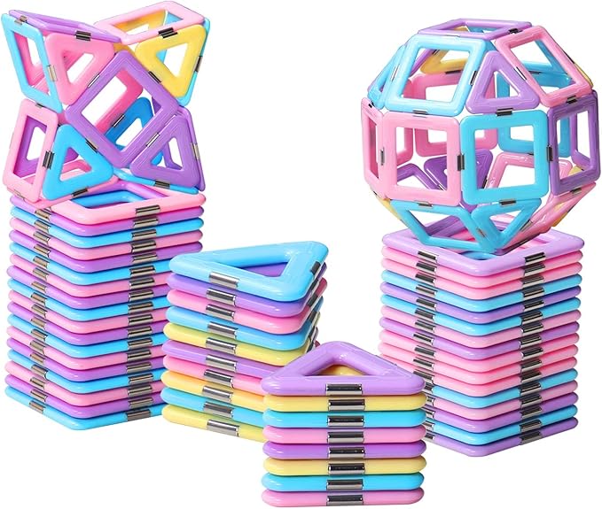 Magnetic Tiles Toys for 3 4 5 6 7 8+ Year Old Boys Girls Upgrade Macaron Castle Blocks Building Set for Toddlers STEM Creativity/Educational Toys for Kids Age 3-6 Christmas Birthday Gifts