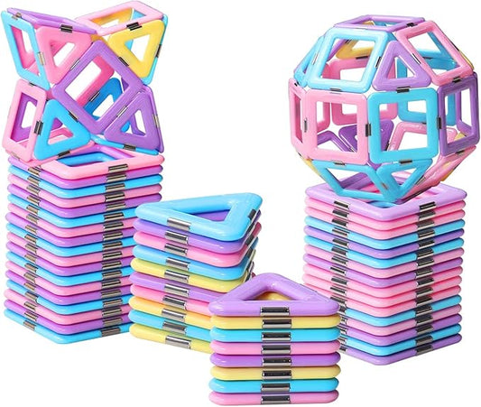 Magnetic Tiles Toys for 3 4 5 6 7 8+ Year Old Boys Girls Upgrade Macaron Castle Blocks Building Set for Toddlers STEM Creativity/Educational Toys for Kids Age 3-6 Christmas Birthday Gifts