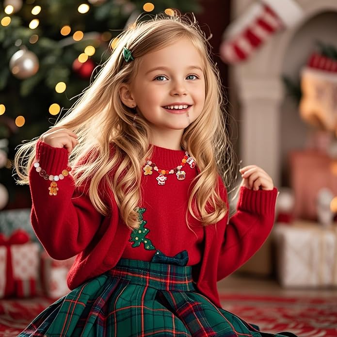 PinkSheep Toddler Jewelry Kids Jewelry Kids Necklace Choker and Bracelet 3 Pack 9pcs, Little Girls Jewelry In Box, Flower Girl Gift Kids Girls Accessories