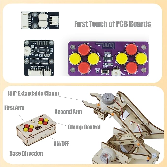 Robot Arm Kits Robotics for Kids Ages 8-12-14-16 Teens Adults STEM Toys Building Engineering 9 10 11 13 14 15 16+ Year Old Boys Grils Gifts Easter Basket Stuffers DIY Craft Science Circuit Project
