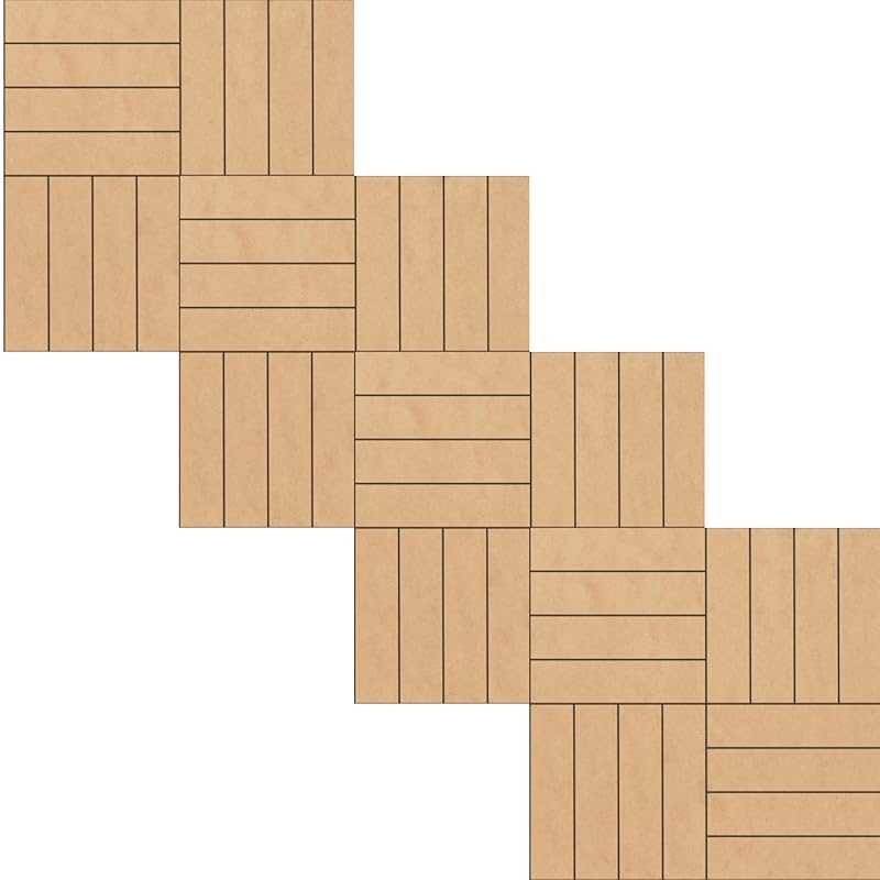 Mini Unfinished Barn Quilt Interlocking Square Wooden Sign, Country Decor Canvas Quilts Blocks Bulk Set of 4 (3 inches, Rail Fence)