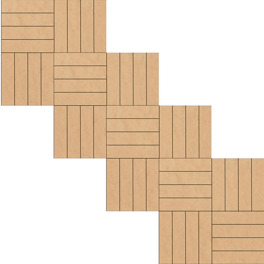 Mini Unfinished Barn Quilt Interlocking Square Wooden Sign, Country Decor Canvas Quilts Blocks Bulk Set of 4 (3 inches, Rail Fence)