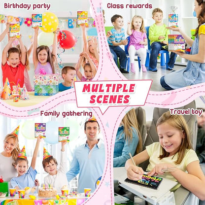 Scratch Art Party Favors for Kids: 24 Pack Rainbow Scratch Notebook Bulk Kids Craft School Supplies for Girls Boys 4-8 Years Old Kids Birthday Goodie Bags Christmas Gifts Classroom Prizes for Kids