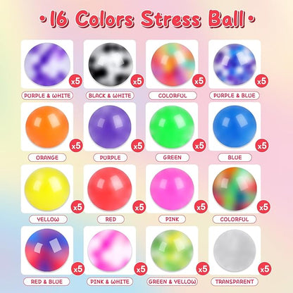 BESNEL 80 Pack Stress Balls for Adults, Bulk Squishy Ball, Stress Balls Set, Anti-Anxiety Easter Stress Relief Fidget Balls