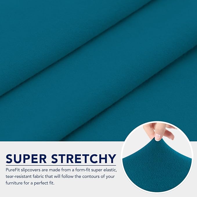 PureFit 100% Dual Waterproof Couch Cover Slipcovers for Couches and Sofas - Stretch Non Slip Fleece Sofa Covers Washable, Leakproof Furniture Protector for Kids, Pets, Dog (Loveseat, Peacock Blue)