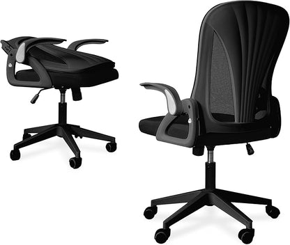 Tervo Model S | Folding Office Chair for Small Spaces | Gaming Chair for Adults & Kids | Ergonomic Mesh Computer Chair for Bedroom | Desk Chair for Home Work | (Triple Black)