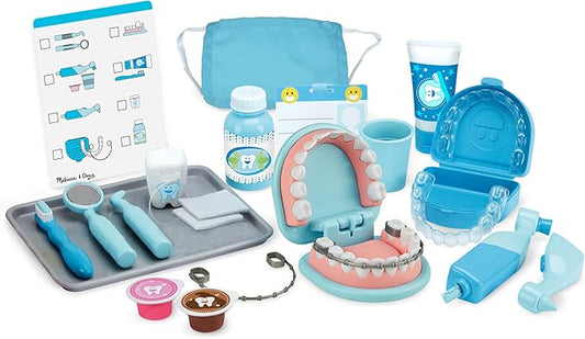 Melissa & Doug Super Smile Dentist Kit With Pretend Play Set of Teeth And Dental Accessories (25 Toy Pieces) Pretend Dentist Play Set, For Kids Ages 3+