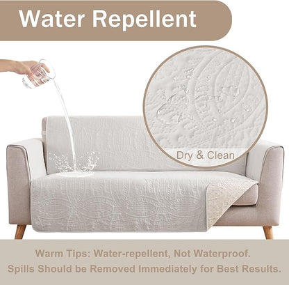 Quilted Recliner Chair Covers, Water-Repellent Recliner Slipcovers, White Recliner Covers Stay in Place, Pet Friendly Recliner Cover for Dogs, Washable Chair Protector (Recliner 22", White)