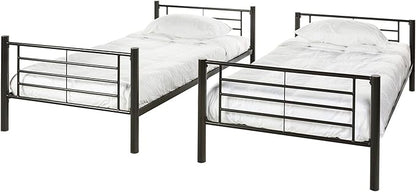 Walker Edison Elodie Urban Industrial Twin over Twin Metal Bunk Bed, Twin over Twin, Black