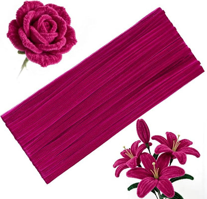 100 Pcs Pipe Cleaners, Deep Rose Red Pipe Cleaners Bulk for Crafts Flowers, Bouquet Making, Chenille Stem for Home Festival Decorations (Deep Rose Red)