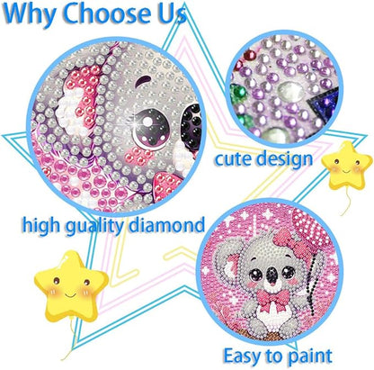 FQOVKYN 4Pcs 5D Cute Animals Diamond Art Kits for Kids, DIY Diamond Art Painting Mosaic Kits for Adults Beginner, Full Drill Small Diamond Gem Art and Craft for Kids Age 8-12 (15 * 15cm)